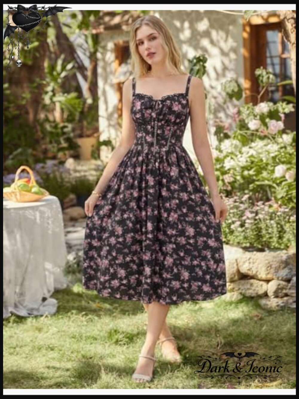 Women's Floral Corset Milkmaid Dress with Pockets Summer Wedding Guest Midi - Picture 5 of 7